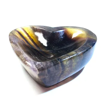 

Natural fluorite heart-shaped bowl crystal crafts statue halo stone statue home decoration quartz art therapist guardian