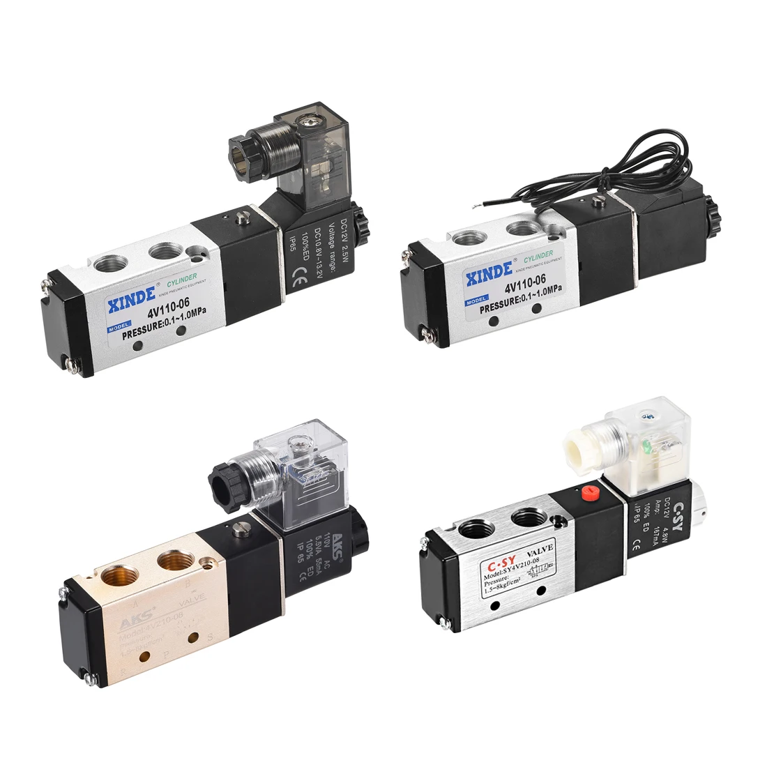 Uxcell 1 шт. Пневматический воздушный одиночный электромагнитный клапан 4V110-06 5 способ 2 Позиции 1/" PT резьба с/без проводов