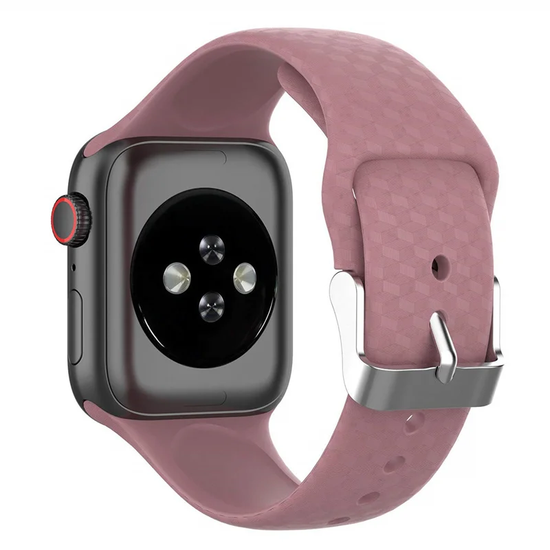 3D текстурный ремешок для Apple watch 5 ремешок 44 мм 40 мм iwatch 38 мм 42 мм спортивный силиконовый ремешок для часов Браслет Apple watch 4 3 2 1 44 - Цвет ремешка: Lilac