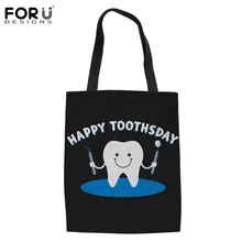 FORUDESIGNS женская сумка-тоут, дизайн стоматолога, Повседневная пляжная сумка, Большая вместительная складная сумка для продуктов, высокое качество, льняная женская сумка для хранения