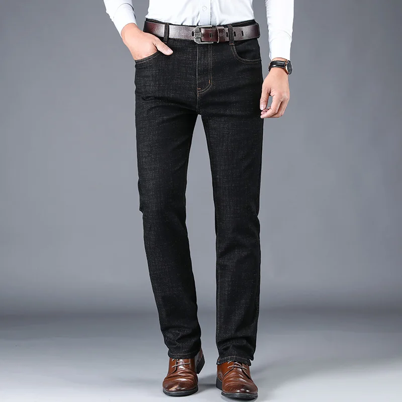 Great Value 2020 New men's casual slim trousers business Fashion stretch navy black trousers men's brand clothes Classic Jeans Keep warm