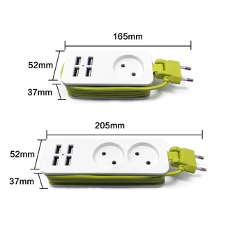 

Portable Travel 4 USB Port Charger Socket Power Strip EU Plug 250V Multiple Adapter for Mobile Phones Tablet
