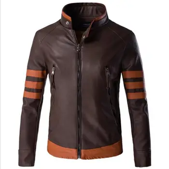 

Spring and Autumn 2018 Men's Wolverine Leather Jacket Motorcycle Leather locomotive Jacket Size M-5XL