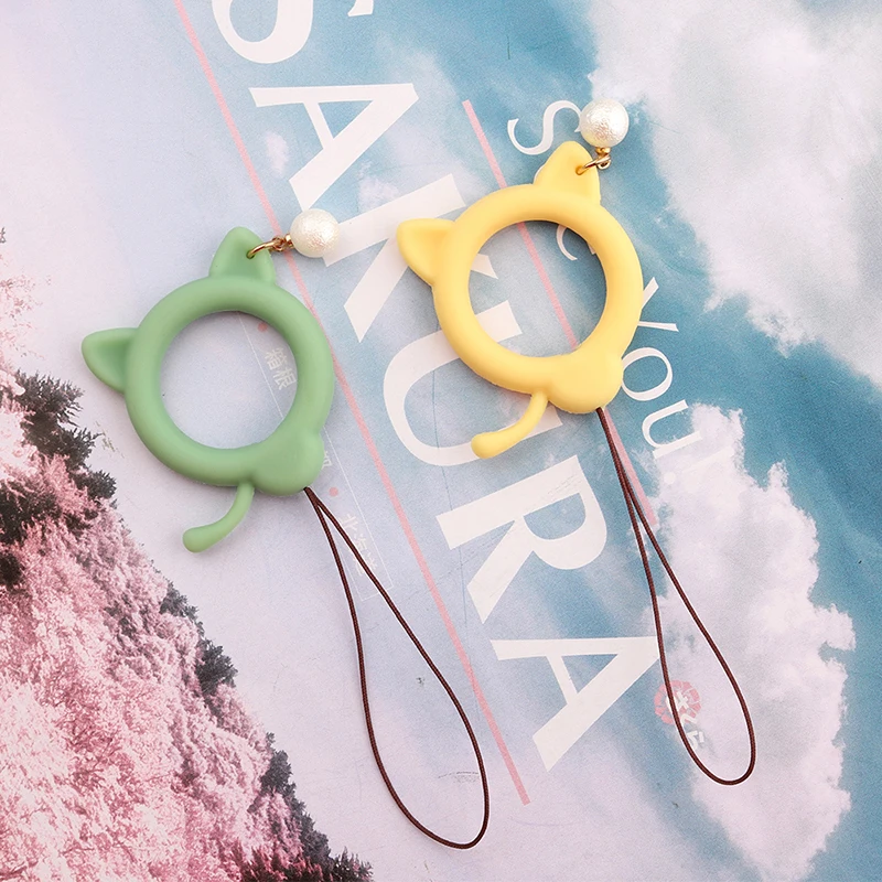 

Cute Cartoon Cat Cell Phone Straps for Iphone Camera GoPro USB Drives Silicone Ring Ornaments Organizer Lanyard cuello Keychain
