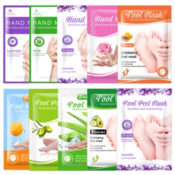 

PUTIMI 10pack Exfoliating Foot Mask Pedicure Socks Remove Dead Skin Scrub Feet Peeling Mask Moisturizing Hand Mask Spa Gloves