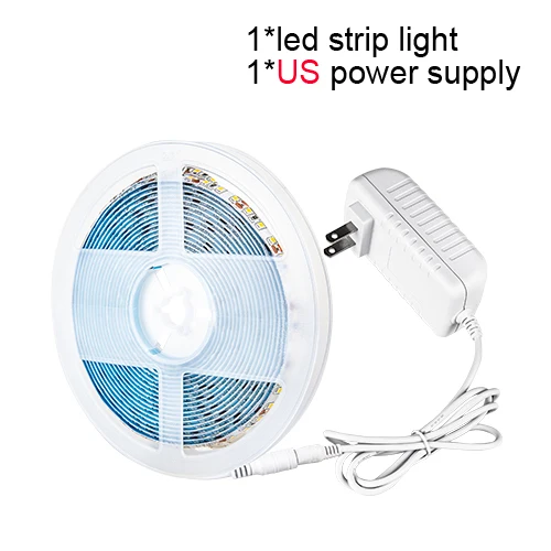 US Plug LED Tape Set 5 м супер яркий 2835 SMD Светодиодные ленты света+ 12V 24V 3A Питание 600/840/900/1020/1200 светодиодный s Диодная лента 4000K 3000K 10000K - Испускаемый цвет: US Plug LED Tape Set
