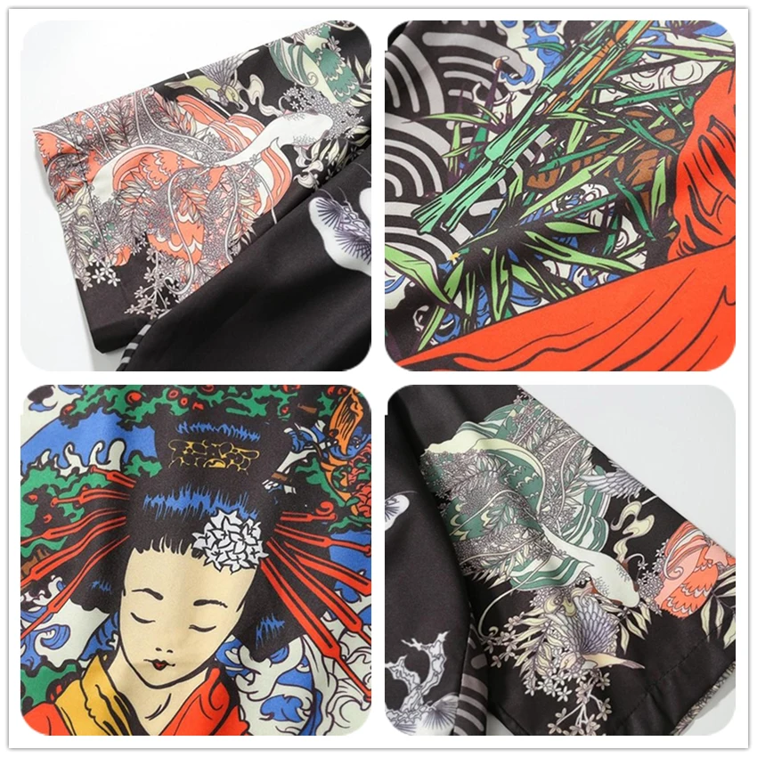 Японский стиль одежды женский цветочный принт мужской кардиган азиатское кимоно ежедневно Haori модная одежда Япония Блузка самурайский мужской