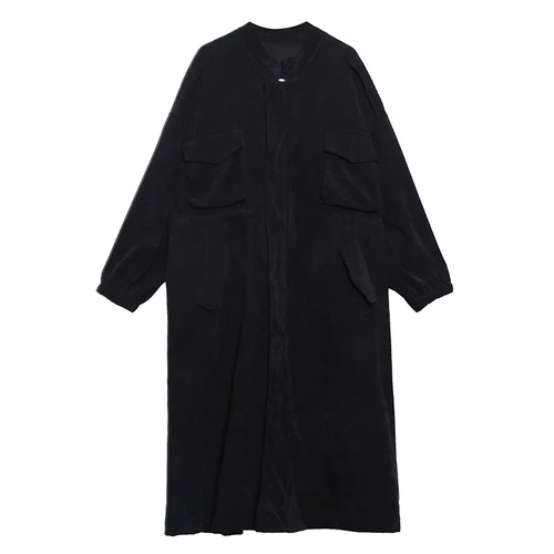 XITAO X длинный плащ большого размера женские модные новые осенние Элегантные карманные черные свободные маленькие свежие повседневные стильные пальто WLD2509 - Цвет: black    WLD2509