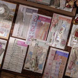 30pcs/pack Memory Trace Series DIY Scrapbook Sticker for Crafting Junk Journal Diary Planner Retro Ticket Music Score Map Travel