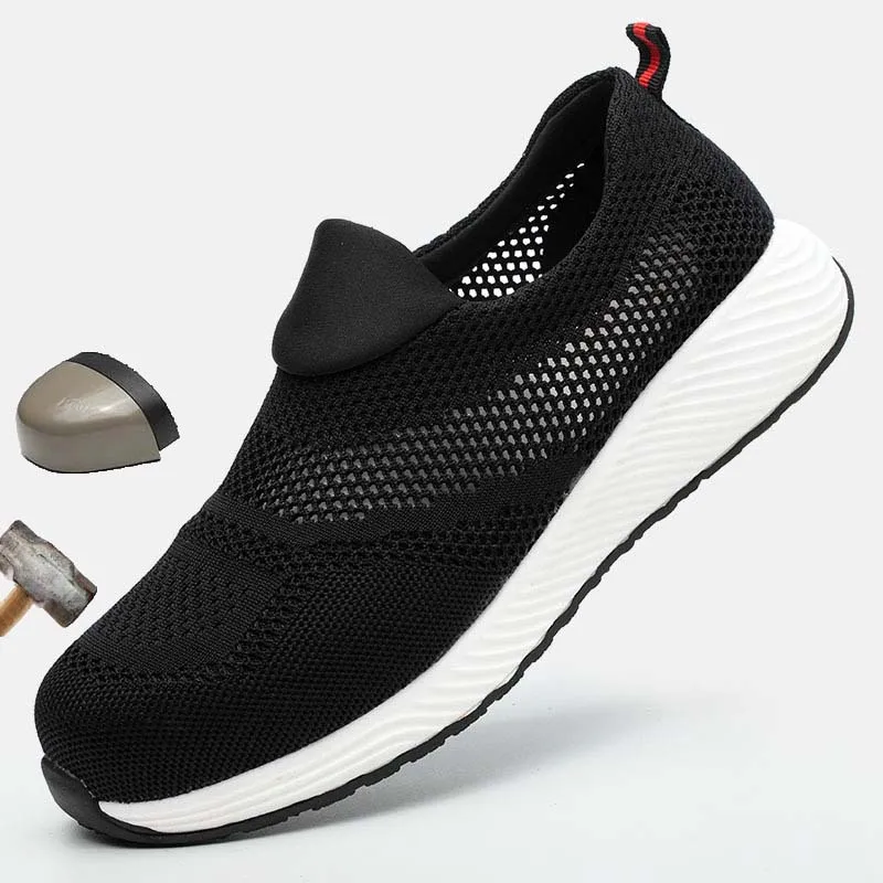 

Summer Men Work Shoes Outdoor Breathable Mesh Light And Comfortable Steel Toe Protective Work Shoes Male Woman Shoes Big Size 36