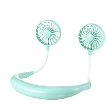 

Green 2000 MAre USB Portable Fan Hands-Free Neck Fan Hanging Rechargeable Mini Sports Fans 3 Gears Air Conditioner Adjustable Ho