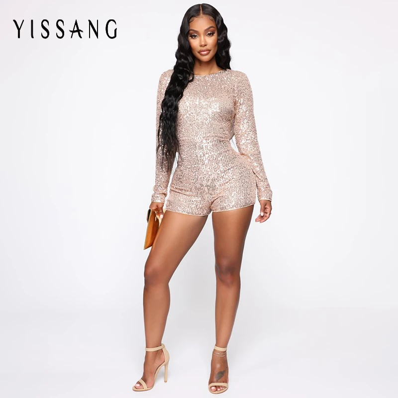 Yissang Sexy Для женщин комбинезон с длинными рукавами с капюшоном и шорты с О-образным вырезом в полоску вечерние Клубные комбинезон женский костюм из шорт и топа