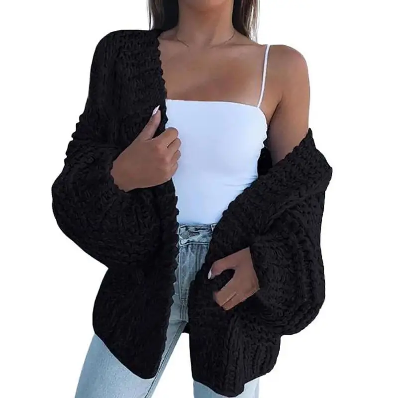 

Women Cardigan Sweater For Autumn Winter Long Sleeve Solid Color Leisure Loose High Quality Sweater