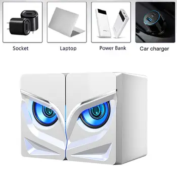 

1Pair USB Powered LED 3.5mm Wired Speaker for Computer Laptop Cellphone Tablet