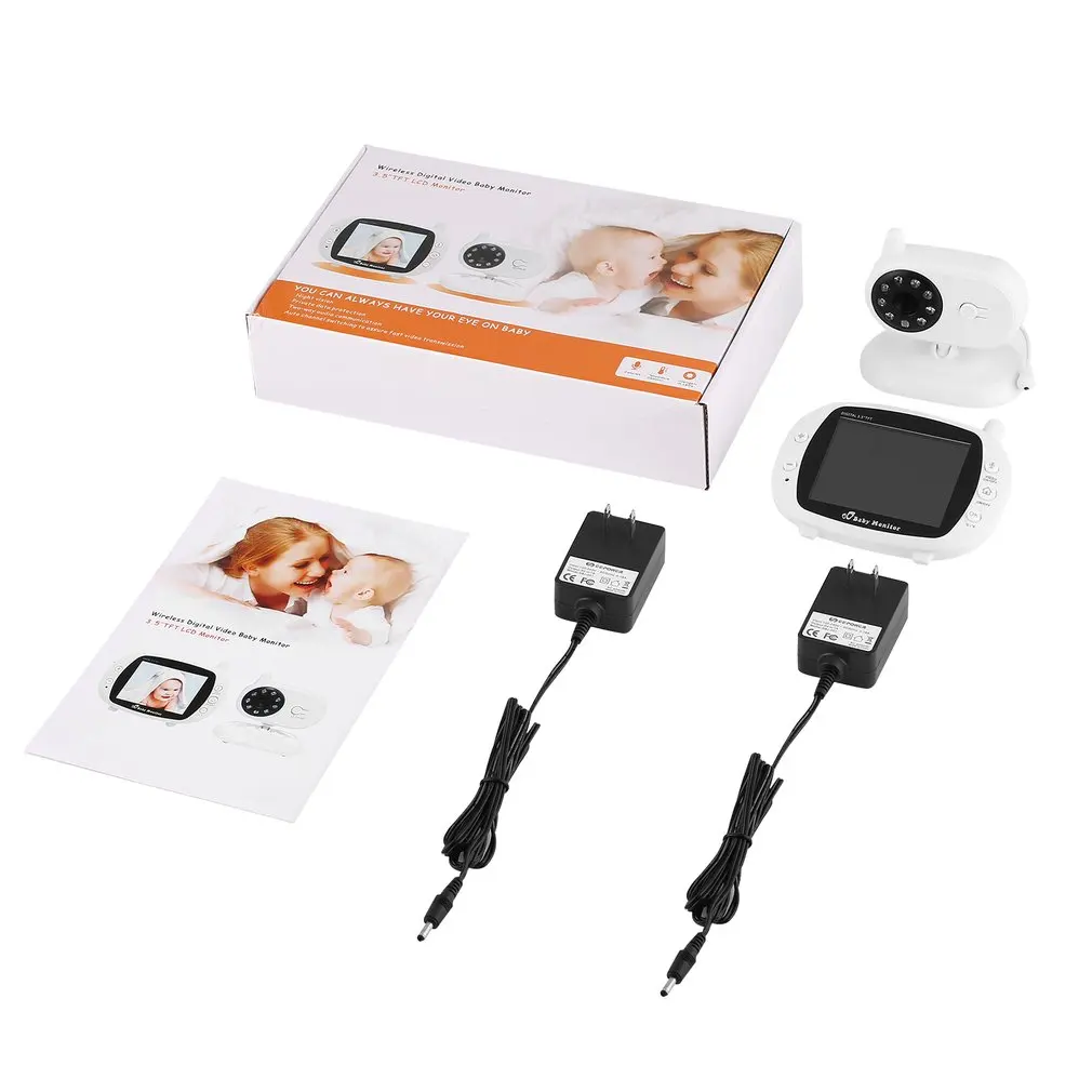 

3.5" LCD Digital Wireless Baby Monitor Video Camera 2.4 GHz Two-way Talk Night Vision Voice Activation Temperature Detection