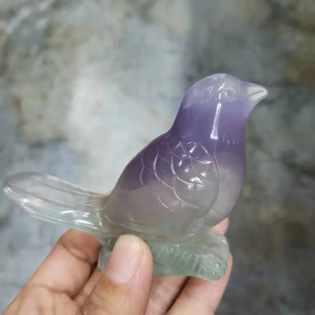 

Natural fluorite bird polished Rock crystal figurine stone Animal Bird statue Family Decoration