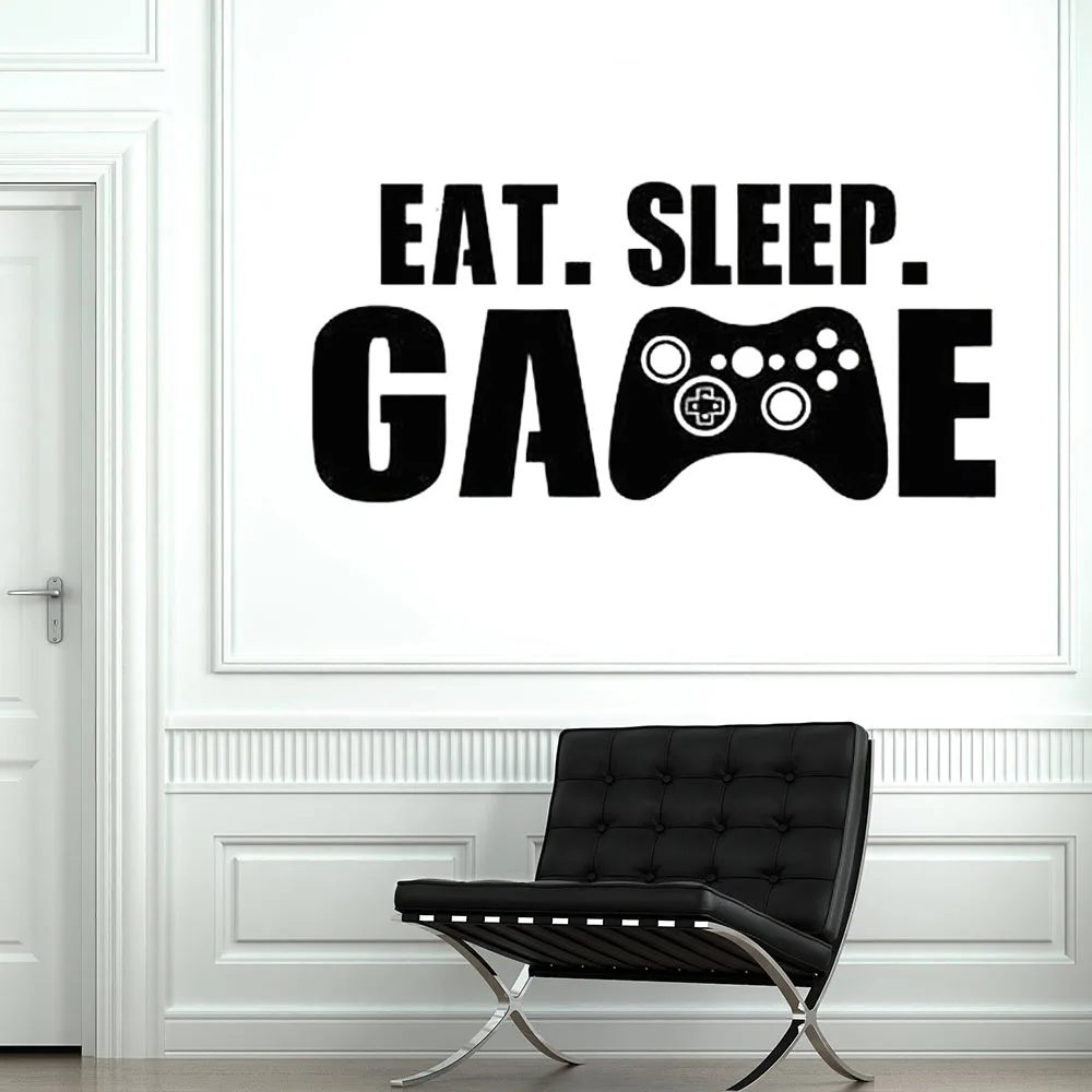 Наклейка на стену для геймера Eat Sleep настенный игровой стикер домашнее украшение