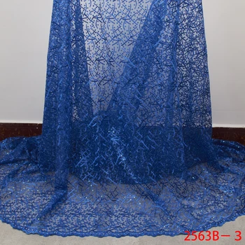 

African lace fabric Nigerian Sequins Lace Fabric 2019 Embroidered Net Laces Fabric Bridal High Quality French Tulle YA2563B-3