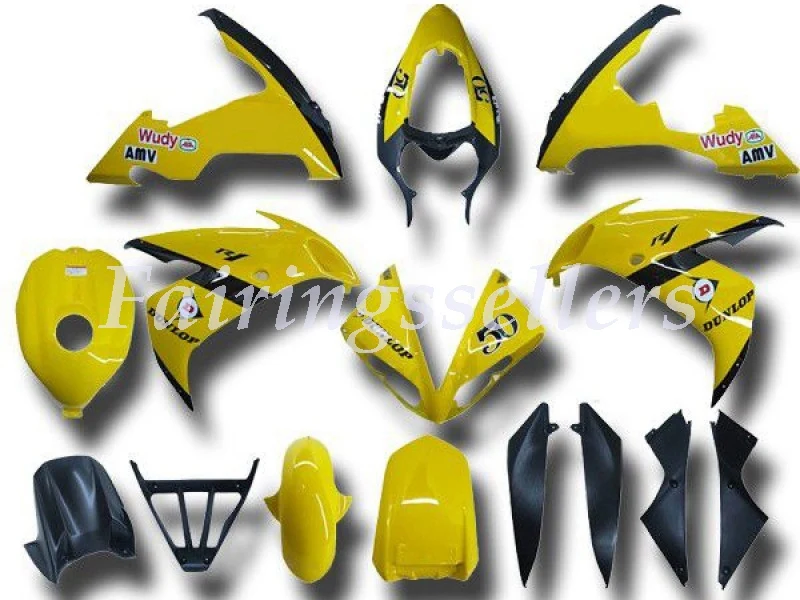 

4Gifts New Injection ABS Full Fairing Fit For Yamaha R1 2004 2005 2006 04 05 06 YZF R1 Full Fairings Kit Yellow black