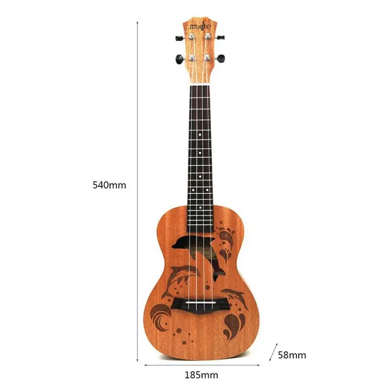 Гавайские гитары укулеле Уке 4 нейлоновые струны Sapele палисандр гитара Дельфин шаблон Универсальный акустический инструмент(21 дюйм