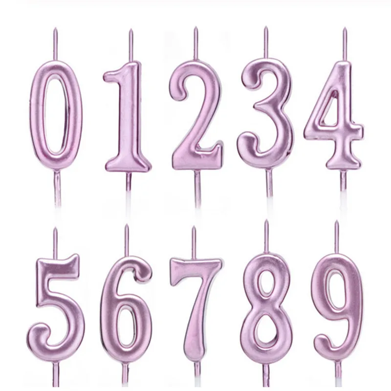 

1PC Gold Silver Pink Cake Number Candle Birthday Party 0 1 2 3 4 5 6 7 8 9 Anniversary Cake Numbers Age Candle Party Decoration