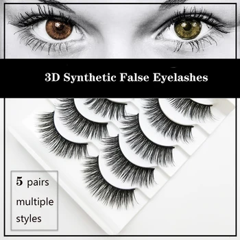 

5 Pairs 3D Multi-layer False Eyelashes Manual Chemical Fiber Soft Cotton Thread Stems Eyelashes Make Up