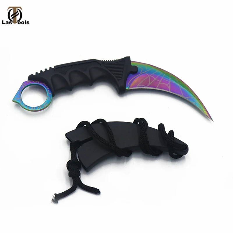 Colorful spider Стальные коготь ножи охотничий нож CS GO Тактический коготь Шейный нож Походный походный открытый самооборонный охотничий нож для выживания - Цвет: Colorful spider