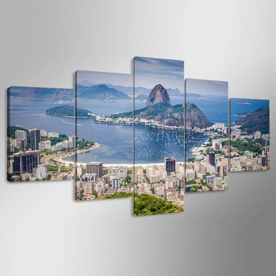 

Canvas Pictures Modern Decoration Living Room Printed 5 Pieces Brazil Rio DE Janeiro Poster Paintings Modular Wall Art(No Frame)
