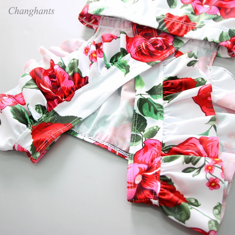 Плавательный костюм цельнокроеное платье Плавание дети одежда с розой Цветочный