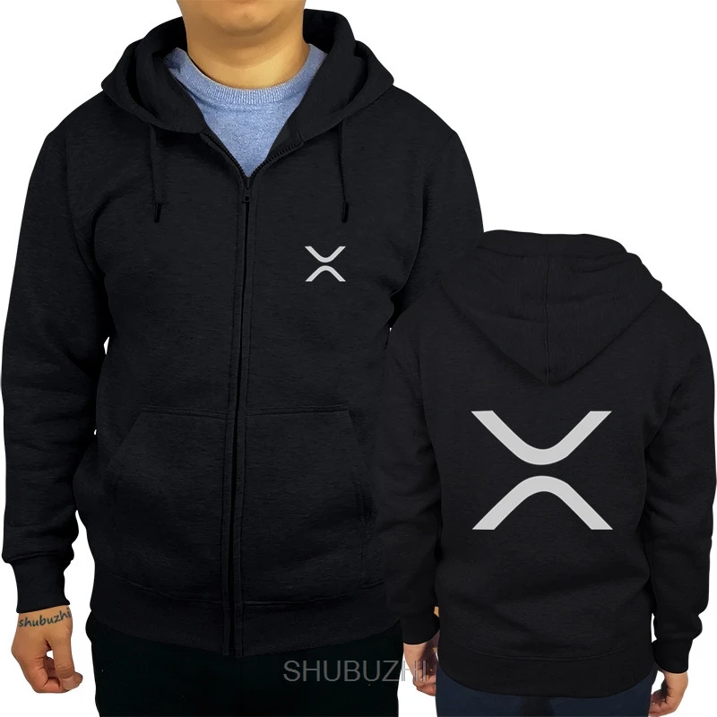 XRP(пульсация) с капюшоном символ логотипа# xrpcommunity cripto by My Cup мужские брендовые толстовки на молнии Евро размер sbz3457 - Цвет: black