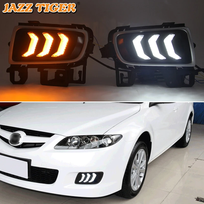Luces de circulación diurna para coche Mazda 6, 2005, 2006, 2007, Drl con  intermitentes dinámicos LED, faros antiniebla automáticos| | - AliExpress