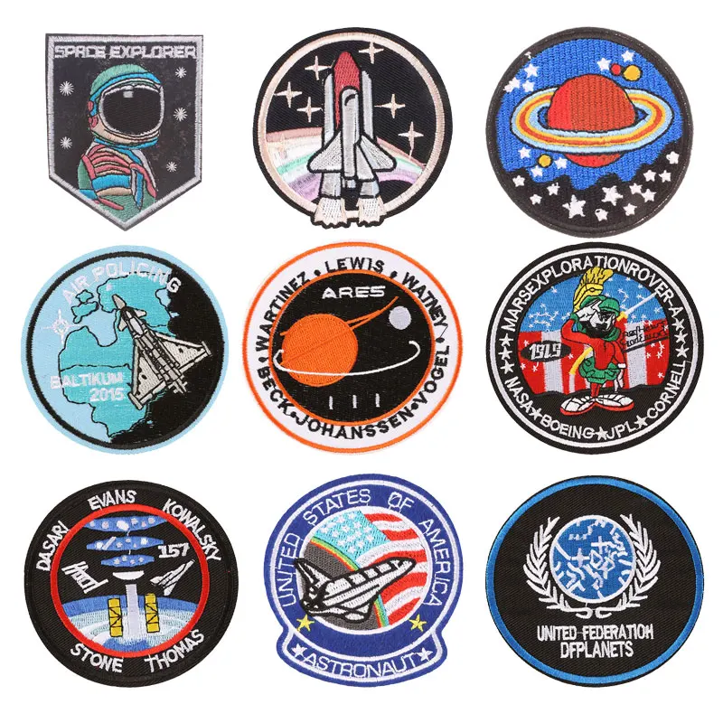 

Astronaut Air Force Badge Patches for Clothing DIY Stripes Applique Clothes Stickers Iron on Creative Embroidered Cloth Fabric