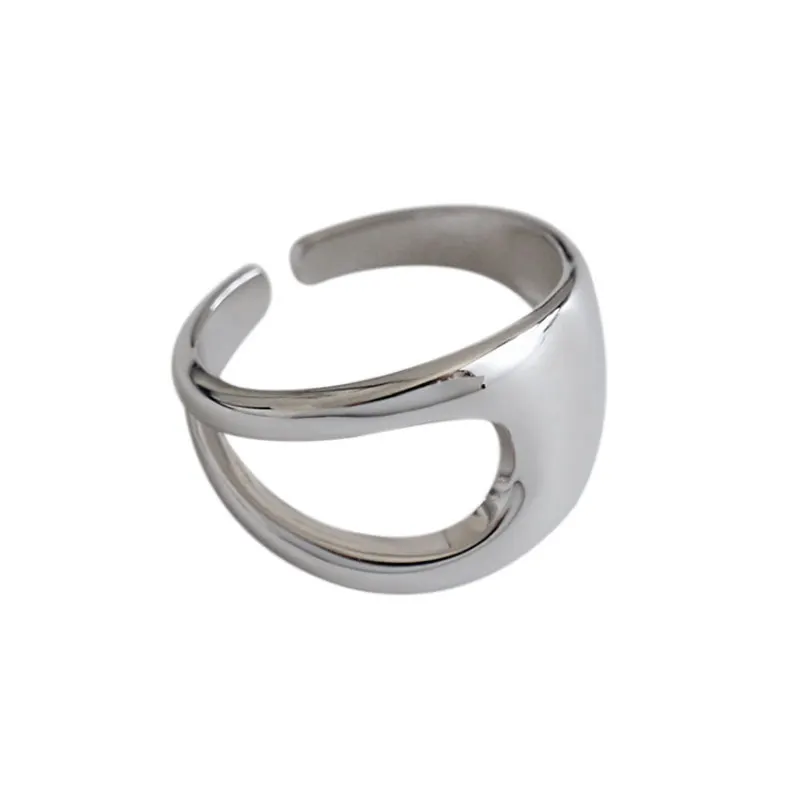 F.I.N.S S925 Серебряные Кольца для женщин INS минимализм выдолбленное кольцо на палец Личность кольцо из серебра 925 пробы женские украшения - Цвет основного камня: Silver