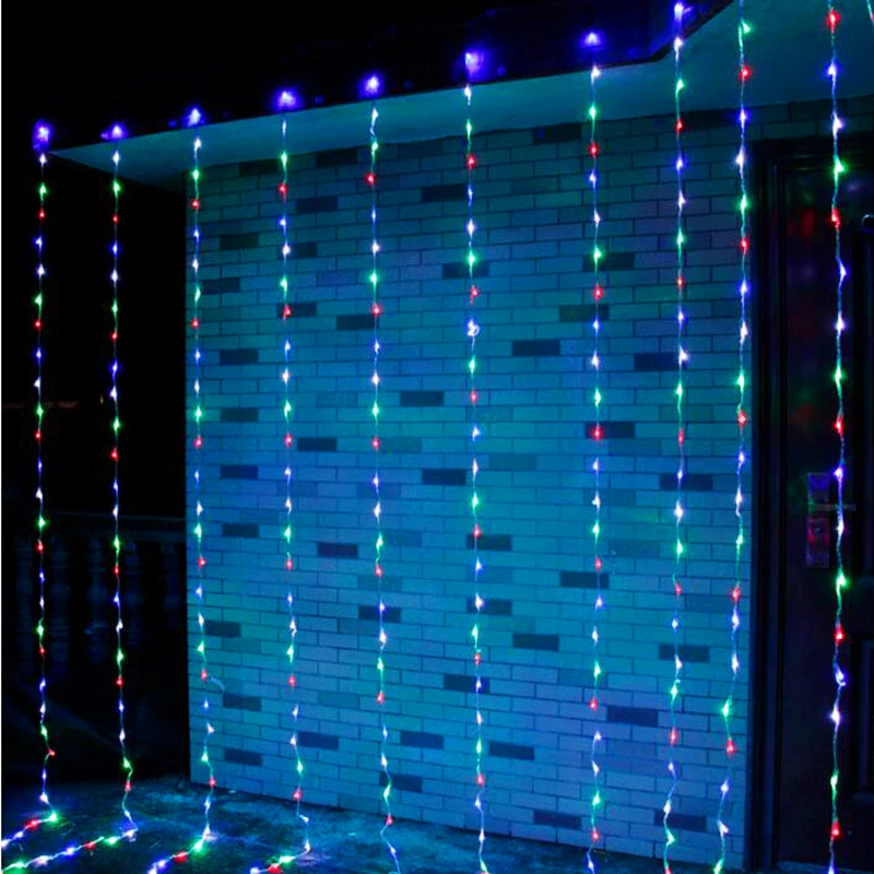 Waterfall Curtain Icicle String Light Outdoor Meteor Shower Rain String Garland Wedding Party Background Lights (2)