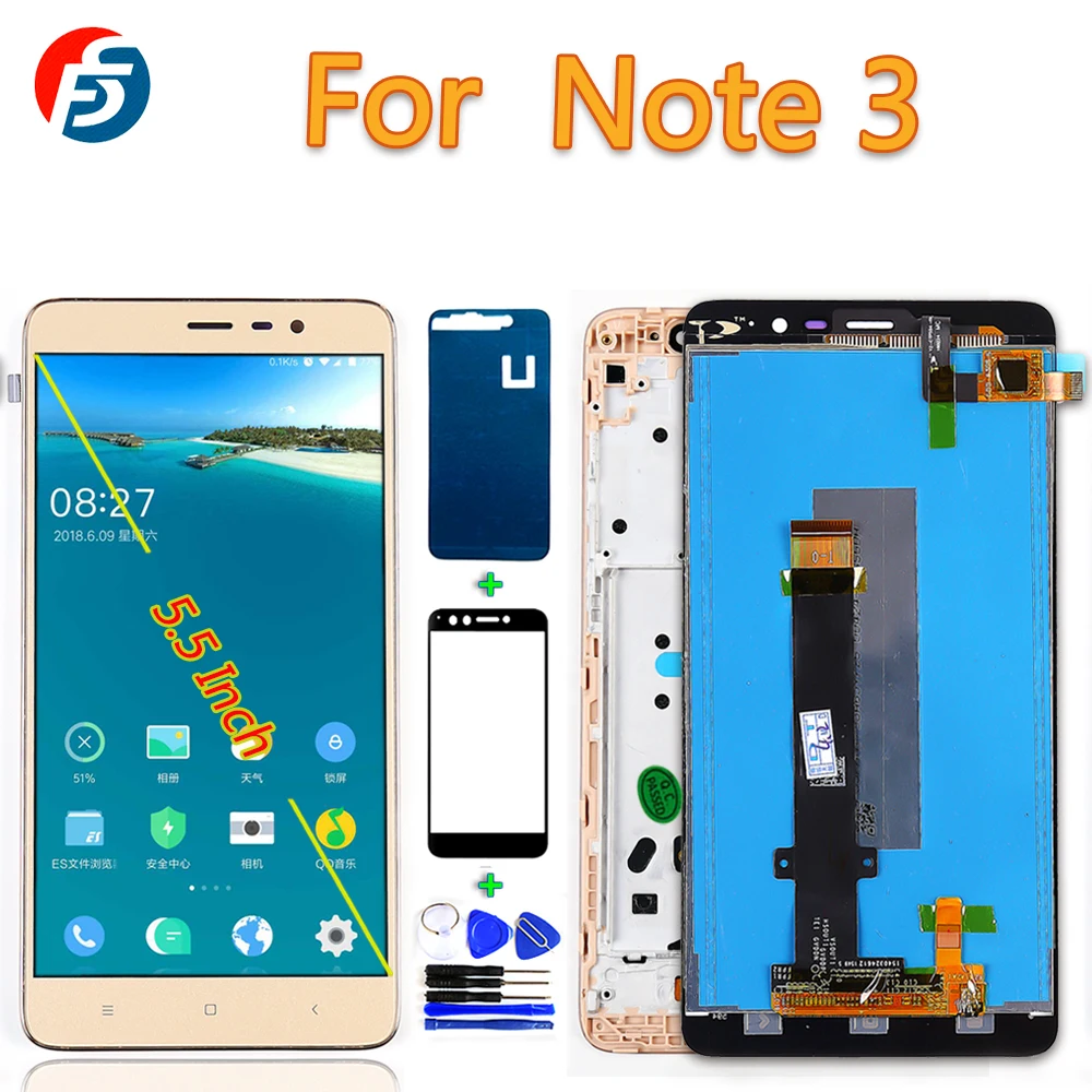 

100% Tested Touch Screen For Xiaomi Redmi Note 3 150mm 5.5 inch LCD Display Digitizer Assembly Frame with Free Tools Glass film