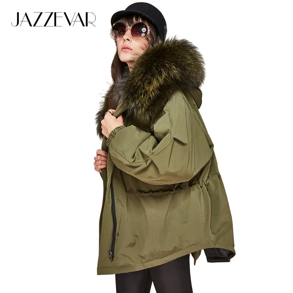 JAZZEVAR 2019 Новый зимний женский пуховик оверсайз ласточкин хвост 90% белый утиный пух