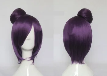 

NARUTO Konan Cosplay Wigs High-temperature Fiber Synthetic Hair Purple Short Hair With Single Bun +free wig net