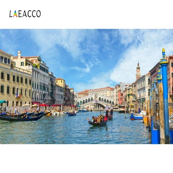 

Laeacco Venice Boat City Landscape Party Decoration Vinyl Personalized Photo Backdrops Photographic Background Photo Studio