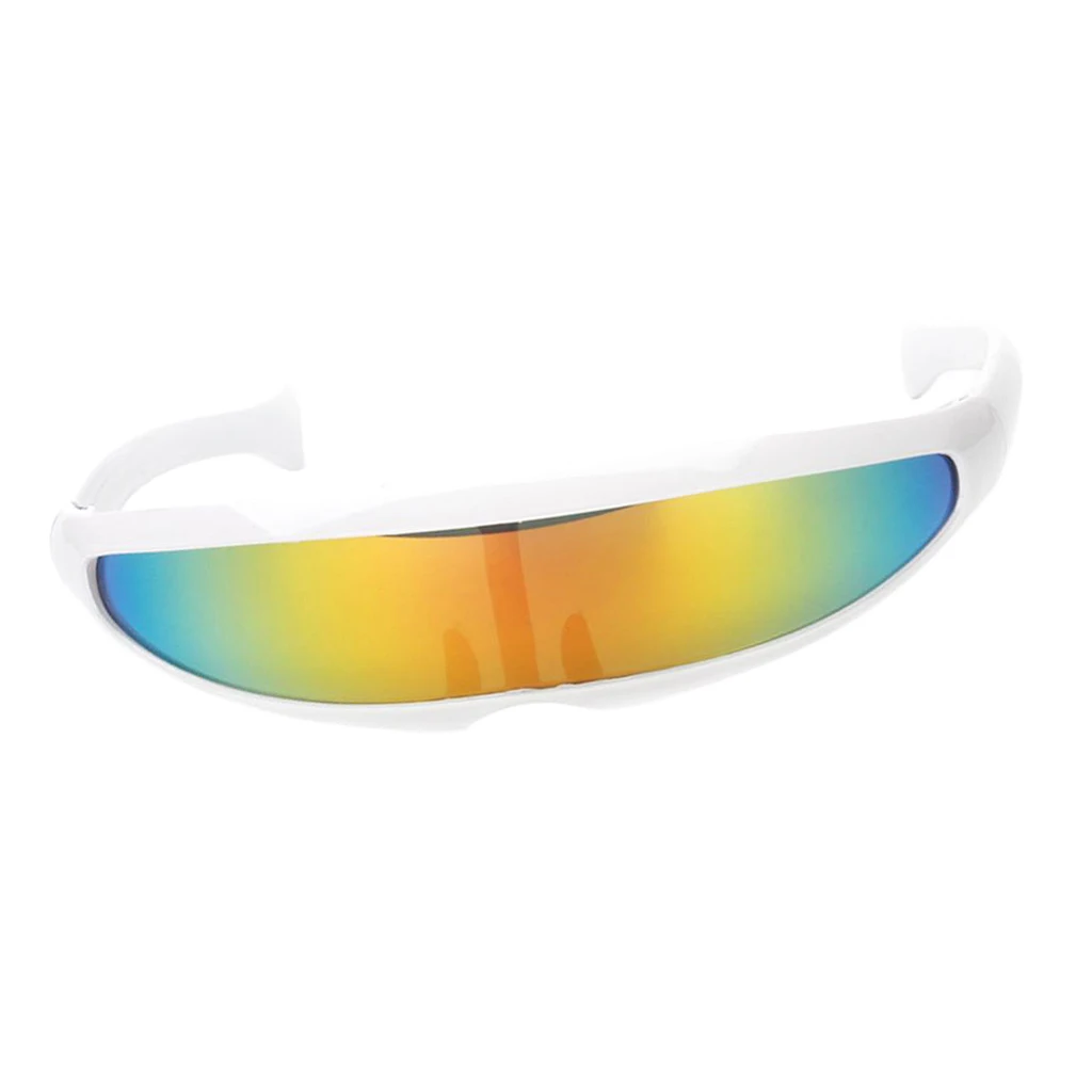 Funny Plastic Color Mirrored Single Lens Visor Sunglasses Cyclops Cosplay Glasses