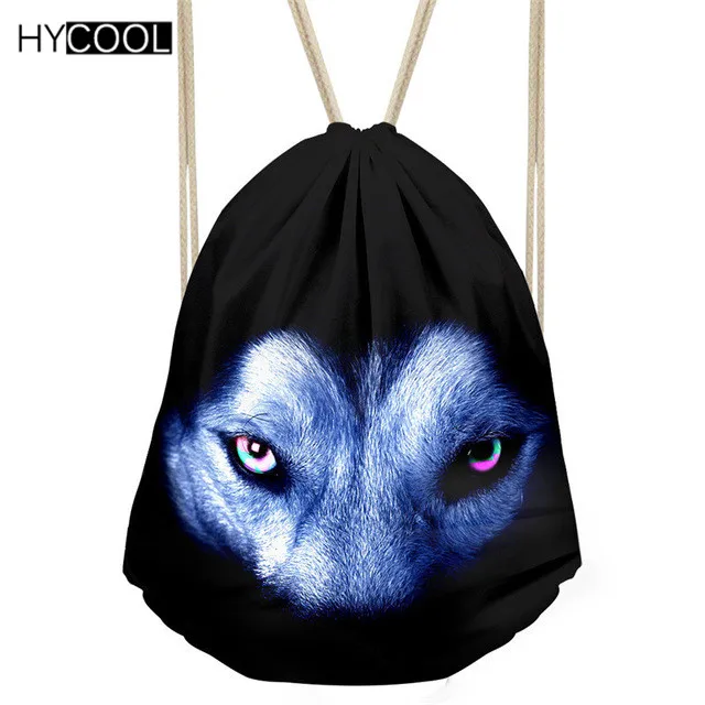 Спортивная сумка HYCOOL для мальчиков холщовый рюкзак с 3D принтом волка легкая