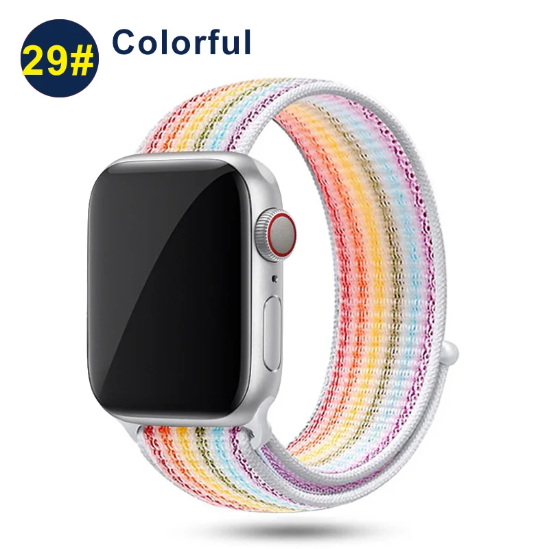 Ремешок UEBN для Apple Watch Series 5 4 3 band 44 мм/40 мм Спортивная петля для iwatch band 5 42 мм 38 мм ремешок браслет нейлоновый ремешок для часов - Цвет ремешка: Colorful