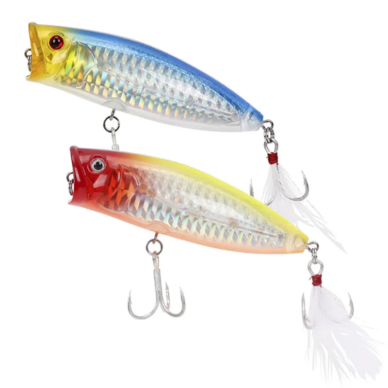 

TSURINOYA Fishing Lures DW14 80mm/20g Topwater Floating Popper Hard Baits with Blood Slot Hooks