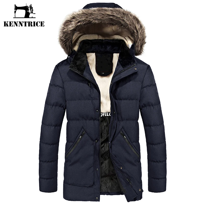 KENNTRICE брендовая мужская зимняя куртка с капюшоном, хлопковая ветрозащитная ветровка, мужское зимнее пальто, мужские Длинные парки