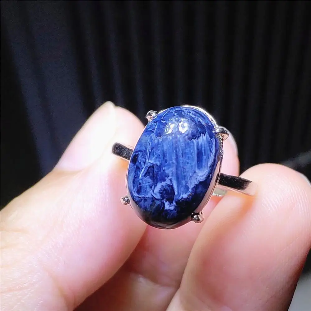 

Genuine Namibia Natural Pietersite Blue Adjustable Ring 15x10mm Chatoyant Oval 925 Sterling Silver AAAAA