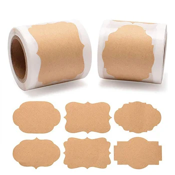 

Natural Kraft Paper 2 Styles Vintage Style Sealing Sticker Package Tag Nature Color Adhesive Blank Pattern 300Pcs/Roll Durable