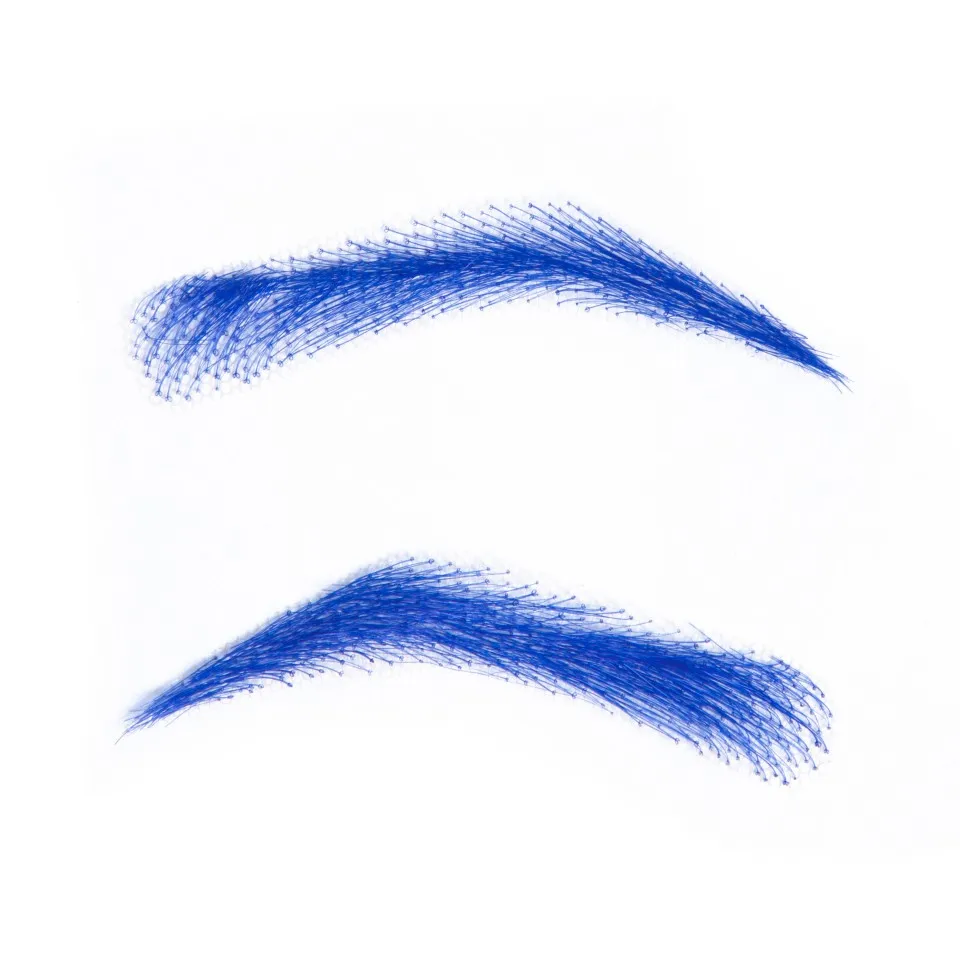 FXVIC синий макияж/Смоки глаза голубые брови накладные кружевные человеческие волосы брови