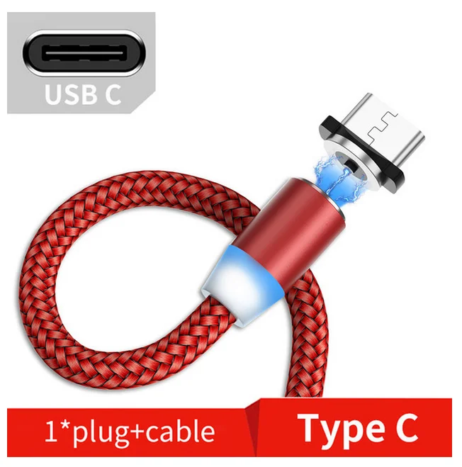 Red for Type C Магнитный Micro USB кабель Olaf 2 м для iPhone, samsung, Xiaomi, huawei, зарядный кабель USBType C, Магнитный зарядный провод - Цвет: Red for Type C