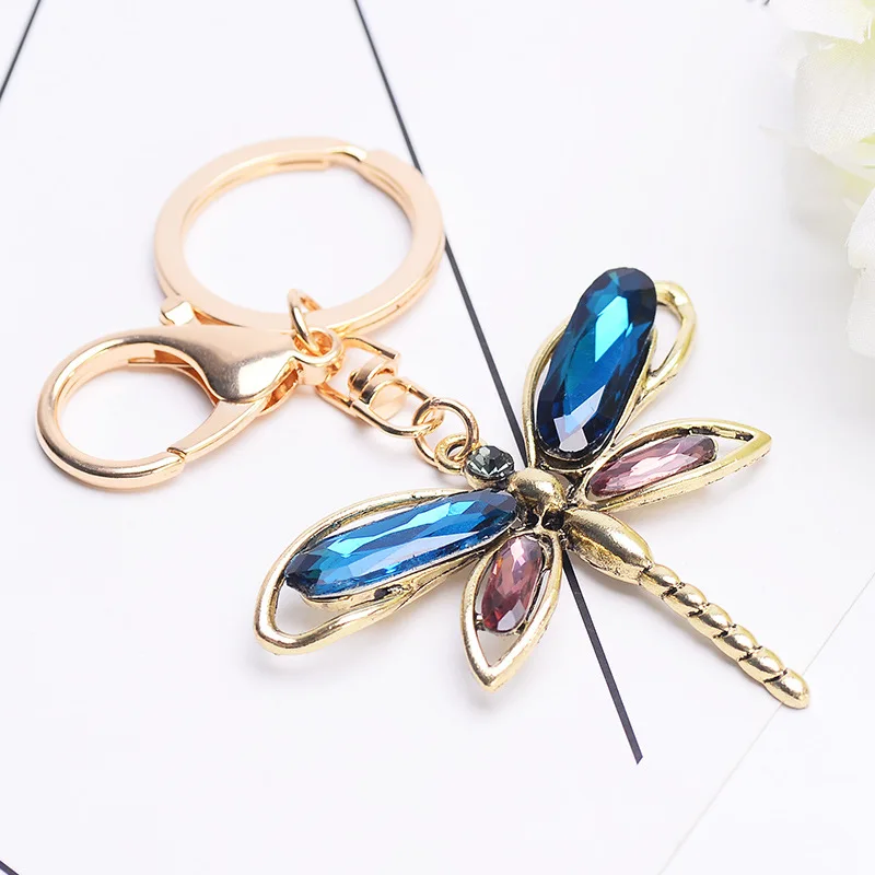 

New Style Diamond-inlaid Dragonfly Cartoon Ornaments Key Chain Bag Ornaments Car Ornaments Key Chain