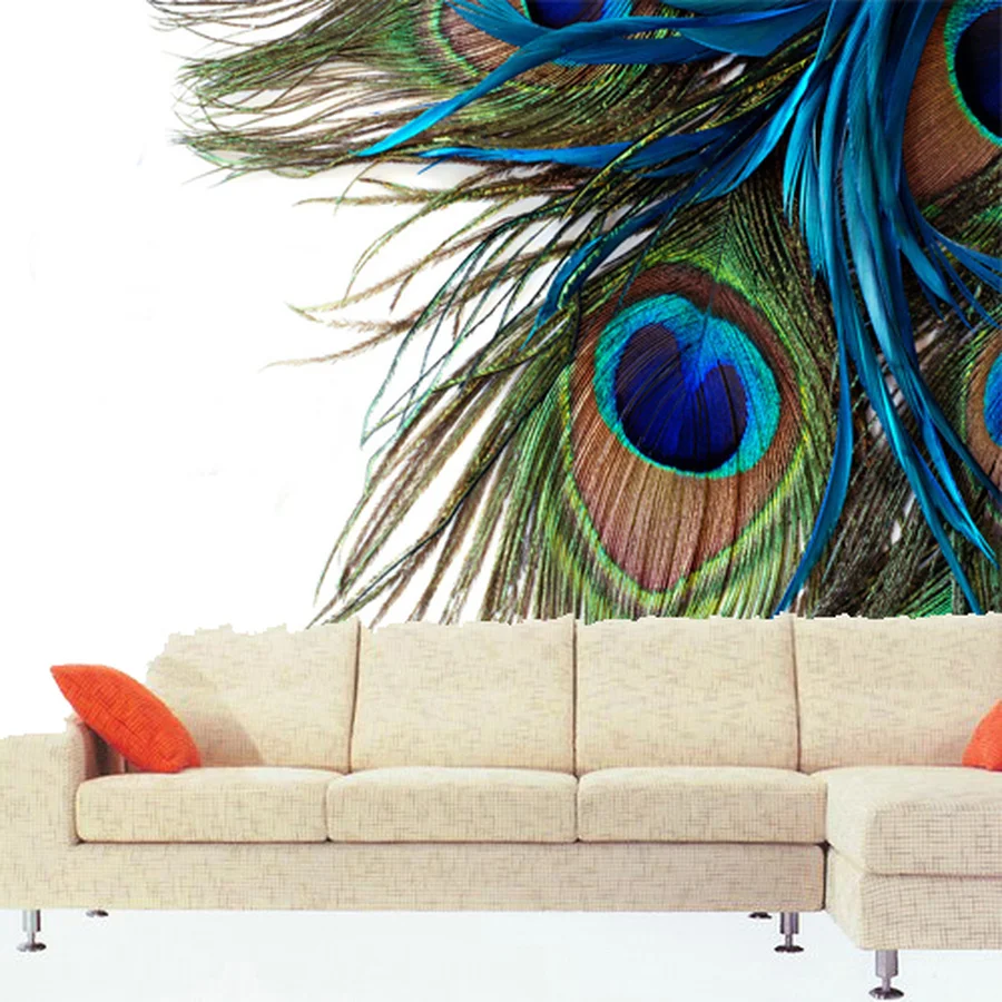 

Drop Ship 3D Photo Wallpaper Large Mural Wallpaper Bedroom Sofa TV Background Wall Painting Custom Peacock Feathers Wallpaper