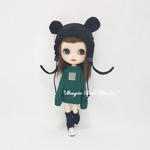 [MG706] Новая Neoblythe кукла наряды#7 цветов свитер, шляпа и носочки для ног подходит для Blyth Azone OB24 кукла в розницу - Цвет: Зеленый